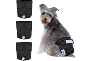 Nobleza 3X Pañales Lavables para Perros, Bragas Higiénica para Perras en Celo, Reutilizable Mascotas Sanitarios Pañal para Perros Hembras (S Cintura 30-35cm, 3 Packs, Negro)