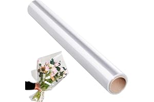 TAXIFANW Papier d’emballage Transparent，40 cm x 30 m Papier cadeau transparent Cellophane，pour Fleurs, Artisanat, Emballage Cadeau (transparent)