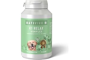 NATIVIVO K1 Relax Komplex Beruhigungsmittel für Hunde - Baldrian Hanföl & L Tryptophan Hund Beruhigung - Hunde Beruhigungsmittel unterstützend bei Angst & Stress - Beruhigung Hund