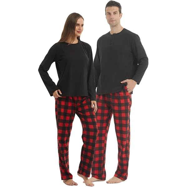 SWOMOG Pigiama da Donna, Lungo, in Due Pezzi, con Bottoni, Morbido, Pigiameria, da Donna, a Maniche Lunghe e Pigiama, Tuta da casa, Nero, L