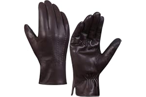 Harssidanzar Męskie rękawiczki skórzane z podszewką polarową z ekranem dotykowym GM040EU