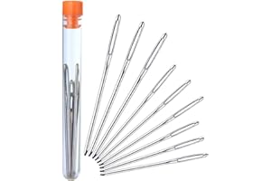 Kuuqa 9 Pieces Steel Yarn Knitting Needles Large-Eye Blunt Needles Sewing Needles for Cross Stitch Crocheting, Lace, Doilies Flower Projects （3 Size）