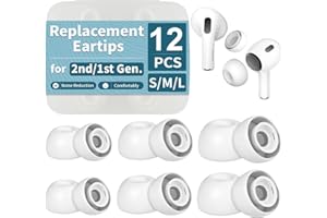 BONISON Ear Tips for AirPods Pro/Pro 2 – 6 Pairs (12 Pcs) S/M/L – Soft Silicone Fits Charging Case Secure Fit Noise-Reduction Vent Portable Box White