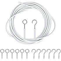 Kit Filo Per Tende Con Ganci E Occhielli 25m - Trimming Shop | Per Tende A Rete, Voile, Luci E Decorazioni Feste - Installazione Facile (Bianco) - 3