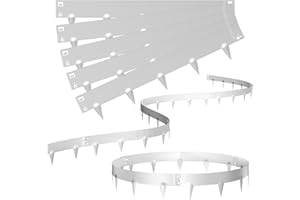 Eikuavons Rasenkante Metall Mähkante, 100x15cm Beeteinfassung mit Dornen, Flexible Verformbar Beetumrandung für Hof Garten Bauernhof verwendet Werden, Silber (Länge 10m - Höhe 15cm)