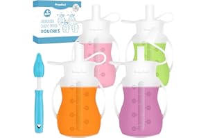 ARAGALLANT Silicona Sacos de Alimentos para Bebés, 3 Bolsa Silicona Reutilizable para Alimentos, Bolsas de Apriete para Niños Pequeños para Bebés para Jugos, Batidos y Yogur