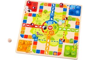 Tooky Toy 921 TY848 EA Wooden 2 in 1 Ludo/Snakes and Ladders, Multi-Coloured