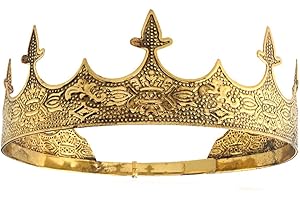 LEEMASING Crown Hair Jewelry Royal King Diadem Men Metal Big Tiaras For Halloween Costume