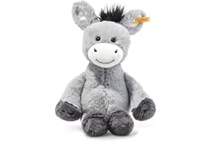 Steiff Kuscheltier Dinkie Esel, Süßes Stofftier mit Kunststoffaugen, Kinder, Jungen & Mädchen, Soft Cuddly Friends, Plüschtier 30 cm, Hellgrau, 073748