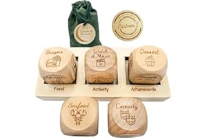 VILIA Wooden Couple Dating Fun dice, Love Dice, Food Decision Dice, Date Ideas for Couples,Gifts for Boyfriend-Girlfriend