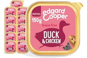 Edgard & Cooper Comida Húmeda para Perros Cachorros Puppy Junior Paté Perros Natural Sin Cereales Tarrinas 150g x 11 Pato & Pollo Fresco, Alimentación Sana Sabrosa y Equilibrada, Carne Fresca