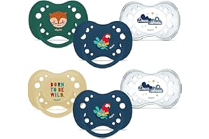 DODIE Lot de 6 Sucettes Anatomiques ESSENTIEL JOUR/NUIT +18 mois BLEU