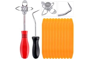 Rustark 12 Piece Windshield Installation Tools kit, 10 Piece Stick Setting Tool, 1 Piece Offset Windshield Installing Tool, 1 Piece Cotter Pin Puller for Installing Windshield Gaskets, Trim and Strips