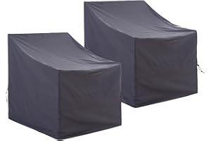 F&J Outdoors Lot de 2 housses de protection pour chaises de jardin, imperméables, résistantes aux UV, robustes, pour chaises de jardin, chaises à dossier haut, 74 x 76 x 66/91 cm (l x p x h) - Gris