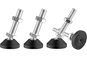RHUAFET 4 Stück Stellfuß M8 x 40MM Einstellschraube M8, Möbelfuß Sockelfuß Kann 400KG Tragen Verstellbare Füße Stellschraube Stellteller Stellfuß Maximal 15 ° Neigung (4 Stück - M8 x 40 MM)