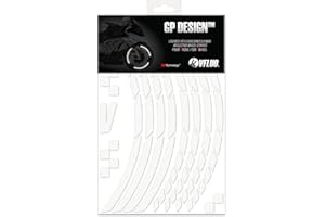 VFLUO GP Design™, Kit de Cintas, Rayas Retro Reflectantes para Llantas de Moto (1 Rueda), 3M Technology™, Anchura XL : 10 mm, Blanco/Plata