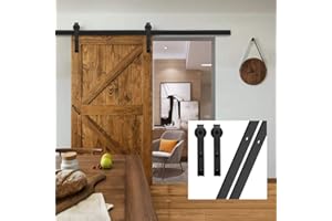 GIFSIN 13.6FT/413cm Sliding Barn Door Hardware Kit Sliding Door Kit Barn Door Kit for Single Door,J-Shaped Hanger