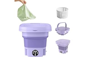 GOUSHY Mini Lavatrice Portatile da 8 Litri con sterilizzazione, Adatto per il campeggio, i viaggi e i viaggi di lavoro, Pieghevole, Timer a tre velocità