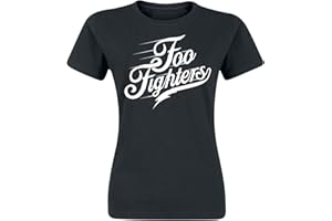Foo Fighters Logo Femme T-Shirt Manches Courtes Noir Regular/Coupe Standard
