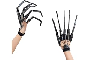 LONGLU Halloween Wearable Articulated Finger Extensions Skull Bone Fingers Prop Claw Gloves, Ein Paar Devil Claws Cosplay Handschuhe Fit for All Finger Flexible Spider Hand Claws (Schwarz)