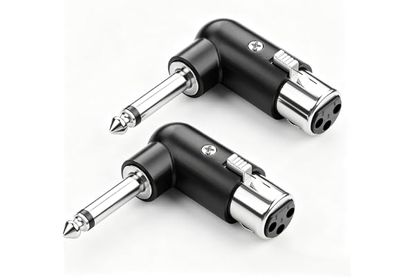 QIANRENON 90° vinkel XLR till 1/4 TS asymmetrisk ljudadapter 3-stifts XLR-uttag till TS 6,35 mm kontakt mono rätvinkel anslutning ljudomvandlare, för gitarrhögtalare mikrofonblandare, 2 st