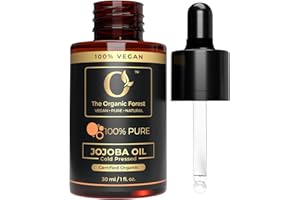 THE ORGANIC FOREST – VEGAN . PURE . NATURAL USDA Organic Jojoba Oil - 100% Pure Cold Pressed Jojoba Oil for Skin, Hair, Face, and Nails - Organic Jojoba Oil for Hair and Skin Care - Best Body Oil for Moisturizing – 1 Fl Oz