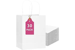 Gcardist 30 sztuk białych torebek prezentowych z uchwytami, duże rozmiary, 33 x 26 x 13 cm, duży rozmiar