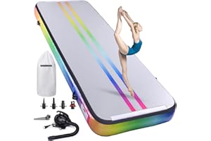 ‎ROMELANDS ROMELANDS Turnmatte Aufblasbar, 3M/4M/5M Trainingsmatte mit Luftpumpe, 10 cm hoch Gymnastikmatte für Yoga, Taumel, Turnen, Ausbildung