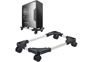 EYMOBAD PC Ständer für PC-Tower,Computer Desktop Tower Ständer mit 4 feststellbaren Laufrollen,Einstellbare CPU Halterung, Universal Mobile Ständer für Home Office Desk Gaming - Schwarz