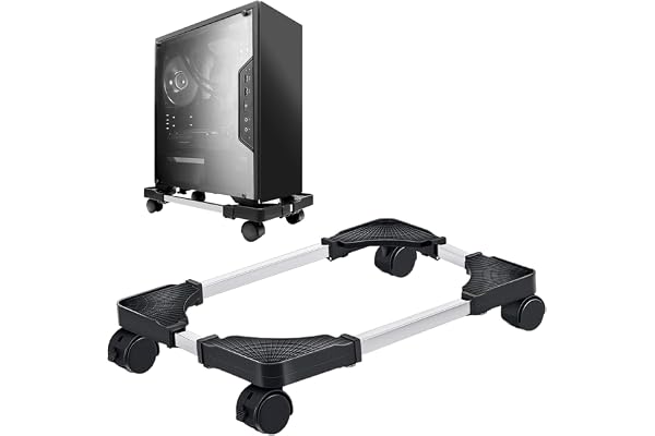 PC-stativ för PC-torn, datorskrivbord tornstativ med 4 låsbara rullhjul, justerbar CPU-hållare, universellt mobilstativ för hemmakontor skrivbord gaming –