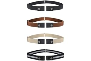 REQAG 4-częściowy pas damski, męski, jeansowy, spodnie dresowe, niewidoczne, elastyczne paski bez klamry, regulowane paski bez klamry