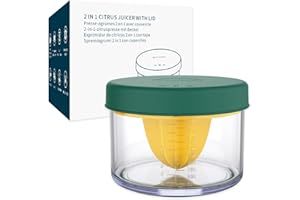 KITCHENDAO 2 in 1 Lemon Orange Citrus Juicer with lid for Sanitary Storage, Manual Hand Squeezer with Built-in 16OZ Measuring Cup, Multi-function Manual Juicer with Reamers and Non-Slip Base, BPA Free