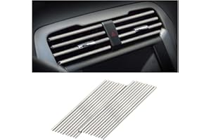CGEAMDY 20 Piezas Tiras Decorativas para el Aire Acondicionado del Coche, Accesorios para el Interior del Coche, Tira Decorativa Multicolor para la MayoríA de las Salidas de Aire (Plata Hielo,)
