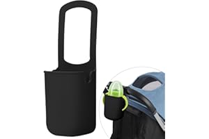 LISETAR Pram Cup Holder, Baby Bottle Organizer, Universal Drink and Coffee Cup Holders, Silicone Cup Holder Organizer for Stroller, Pushchair, Buggy, Bike, Wheelchair, Gifts for Women, Mom, Girl (Black)