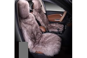 Martin Kench Lammfellbezug Auto Sitzbezug, Lammfell Vordersitzbezug, Wolle Schaffell Autositzbezug Sitzauflage (Braun+Grau)