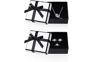 Nideen 2 Pack Jewellery Gift Box, Small Gift Box with Lid, Earring Necklace Bracelet Box, Paper Gift Boxes for Birthday, Wedding, Christmas Day(White)