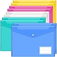 Smarpau Plastic Wallets A4-10 Pack Plastic Folders Document File Folder Plastic Popper Wallet A4 with Label Pocket and Button Closure for School, Home, Office, Travel (5 Assorted Colour)