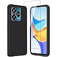 LYZXMY Case for Infinix Smart 8 / Infinix Hot 40i + 1 x Tempered Film Glass Screen Protector - Black Silicone Soft TPU Cover Shell for Infinix Smart 8 / Infinix Hot 40i (6.6")