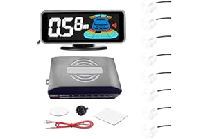 Shkalacar Czujniki parkowania samochodu, parking samochodowy zestaw z 8 czujnikami, czujnik parkowania samochodu wykrywania odległości, wyświetlacz LCD odległości, dźwięk ostrzegawczy brzęczyk