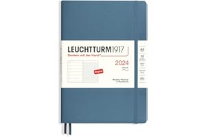 ‎LEUCHTTURM1917 LEUCHTTURM1917 367786 Wochenkalender & Notizbuch Softcover Medium (A5) 2024, 12 Monate, Stone Blue, Englisch