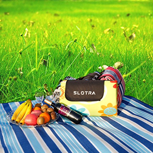 SLOTRA Picknick Decken Fleece Wasserabweisend Unterseite Outdoor Park Wiese Haushalt Camping Ausflug Picknickdecke Wärmeisoliert Blau (200×200 cm) - 8