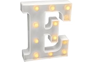 Jandei - Letras LED Iluminadas, Letra E con Luz Blanca Cálida, Luces Led Decoración y Ambiente, Luz Nocturna Bodas, Cumpleaños, Escaparates, Números y Letras con Luces (Funcionan con Pilas)