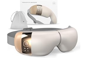 HuBDIC HubiCare Eye Massager with Heat, Vibration, and Music Helps Relieve Strain, Dark Circles, Dryness, and migraines While Promoting Relaxation and Better Sleep Gift for Men Women (Ivory)