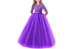 Blumensmädchenkleid Prinzessin Festliches Kinder Mädchen Kleid Festzug Kleider Hochzeit Partykleid Brautjungfern Kleidung Spitze Tüll Cocktailkleid Elegant Langes Abendkleid Kommunikation Gr.104-152