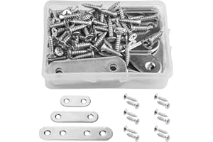 TOVOT 25 Stück gerade Stahlstreben, Edelstahl, flache gerade Klammern, Reparatur-Platte, Befestigungshalterung, Verbinder (1,41 Zoll, 5,1 cm, 8,9 cm)