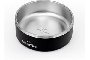 GrandTies Miska dla psa ze stali nierdzewnej, grawerowane wielokrotnego użytku, izolowane miski dla kotów i psów, duża, wytrzymała, antypoślizgowa, odporna na zalanie, miska na wodę dla psa na