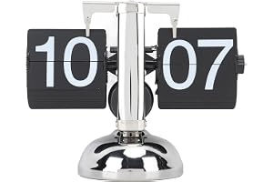 NOENNULL Flip Clock stort antal batteridrivna 304 rostfritt stål bordsskiva retro flip-klocka för hemmakontor 24 timmar (svar