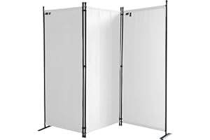 QUICK STAR Paravento da Giardino 170 x 165 cm 3 parti pieghevole Divisorio in Tessuto Protezione della Privacy Bianco