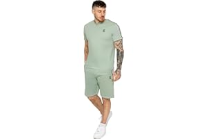 BRAND KRUZE Mens Tracksuit T Shirt Shorts Set Crew Neck Short Sleeve T-Shirt and Casual Cotton Elasticated Waist Striped Shorts