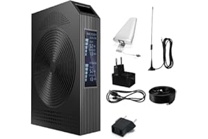 Geevorks Amplificador Cobertura Móvil GSM 4G 3G 2G,900MHz 1800MHz 2100MHz Amplificador de Señal Tribanda de Teléfono Celular Repetidor de Señales con Pantalla LED + Antena